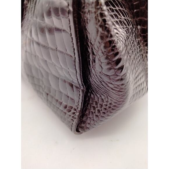 Retta Wolff Vintage Croc Embossed Leather Bag-Made in Italy Dark Brown Dust Bag - Picture 7 of 16